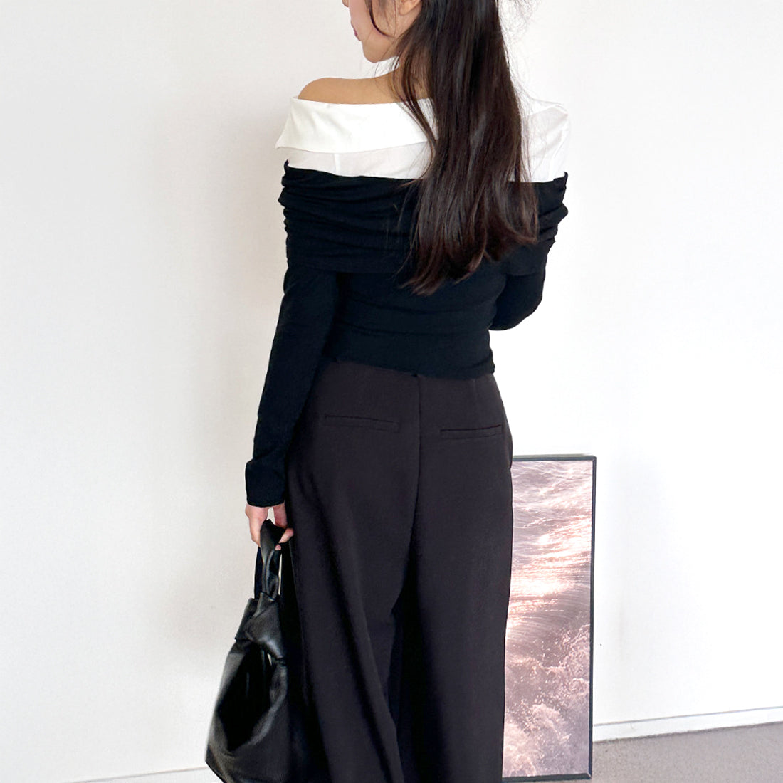 オフショルシャツレイヤードTシャツ