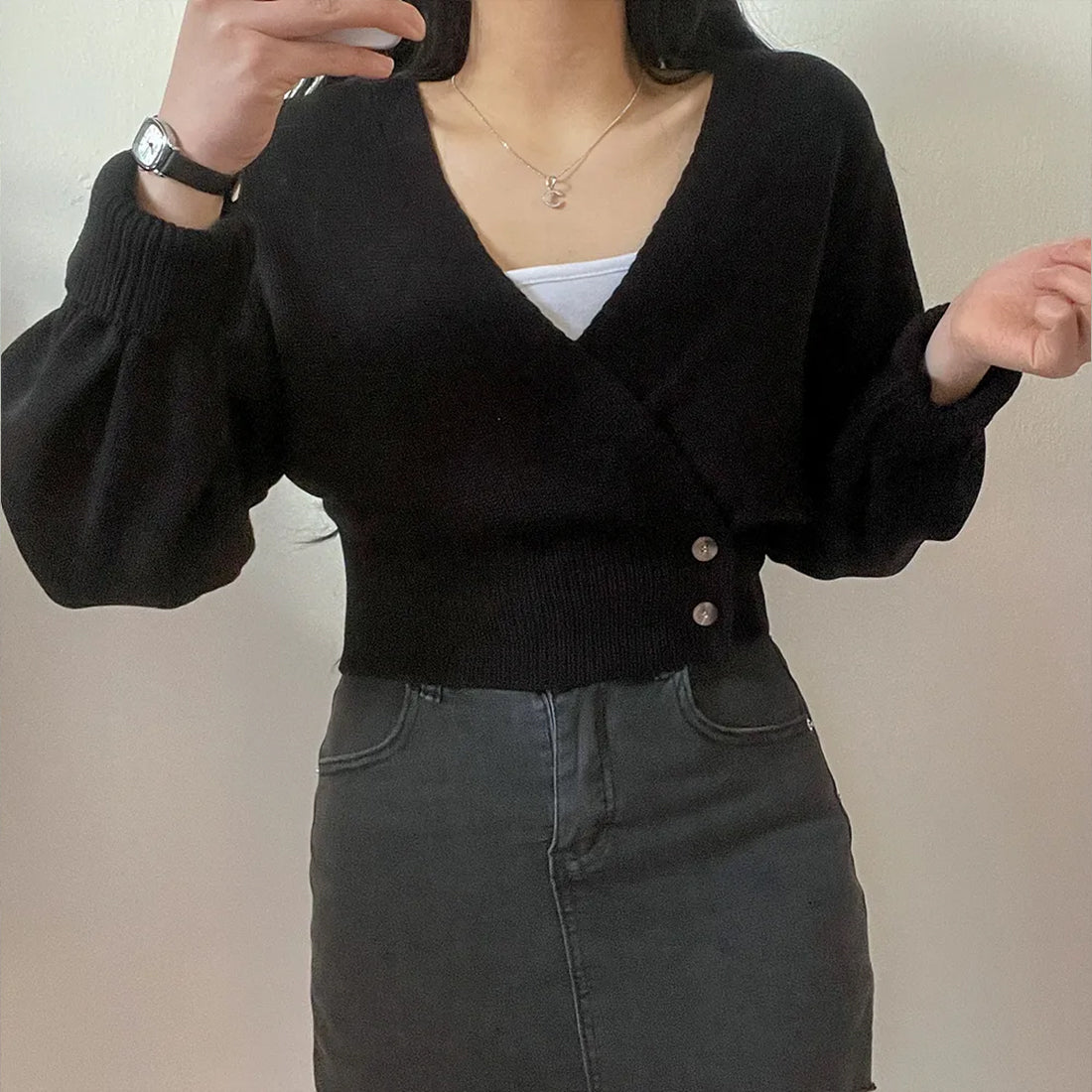 2WAYボタンラップカーディガン