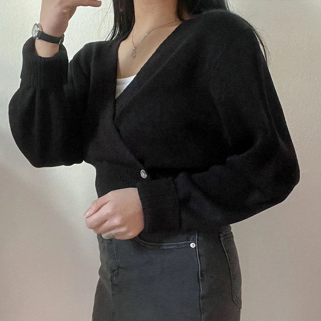 2WAYボタンラップカーディガン