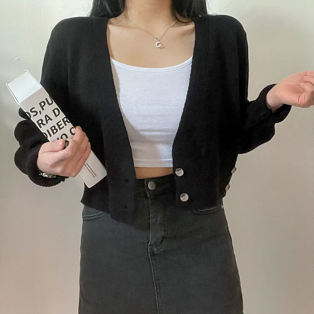 2WAYボタンラップカーディガン