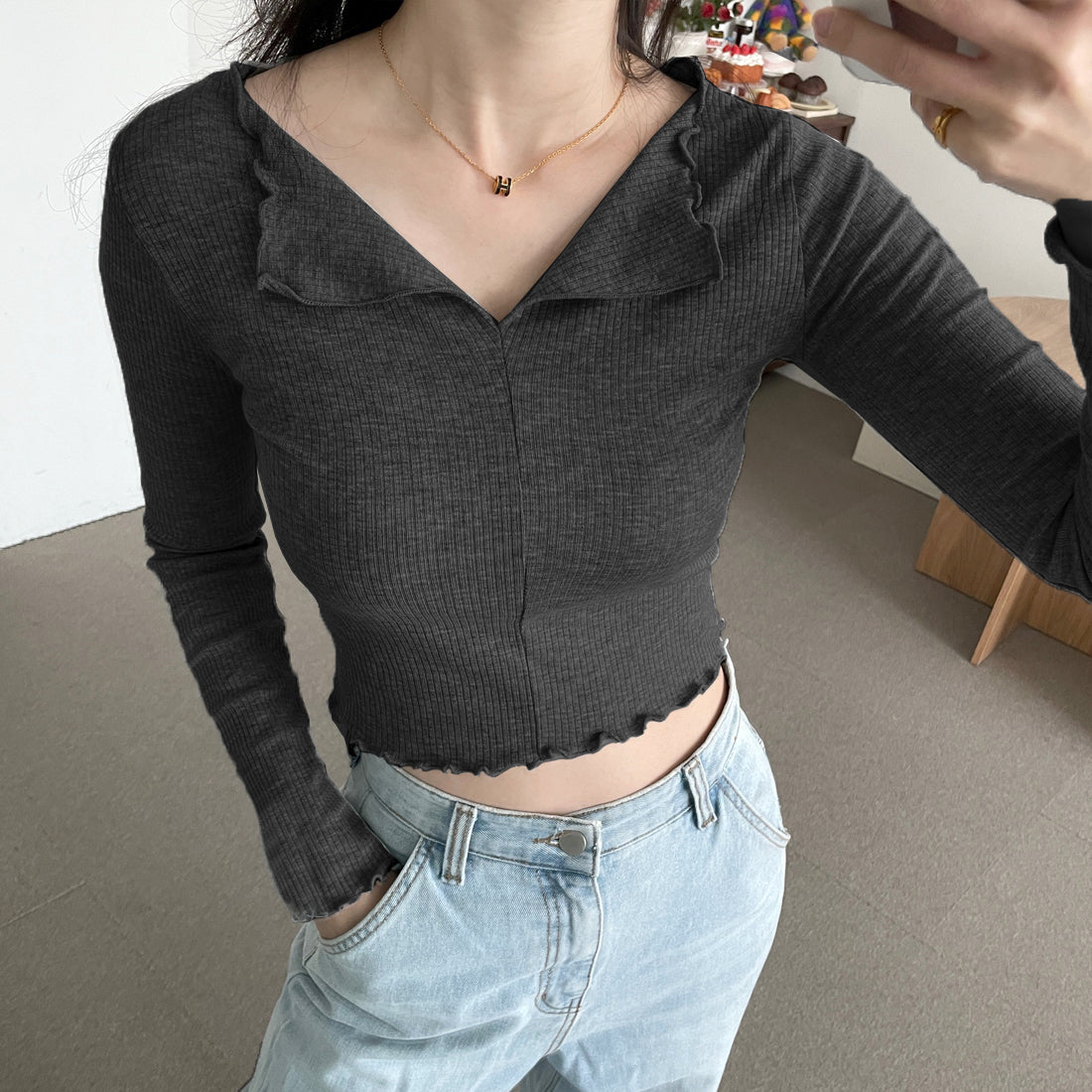 スリットリブTシャツ