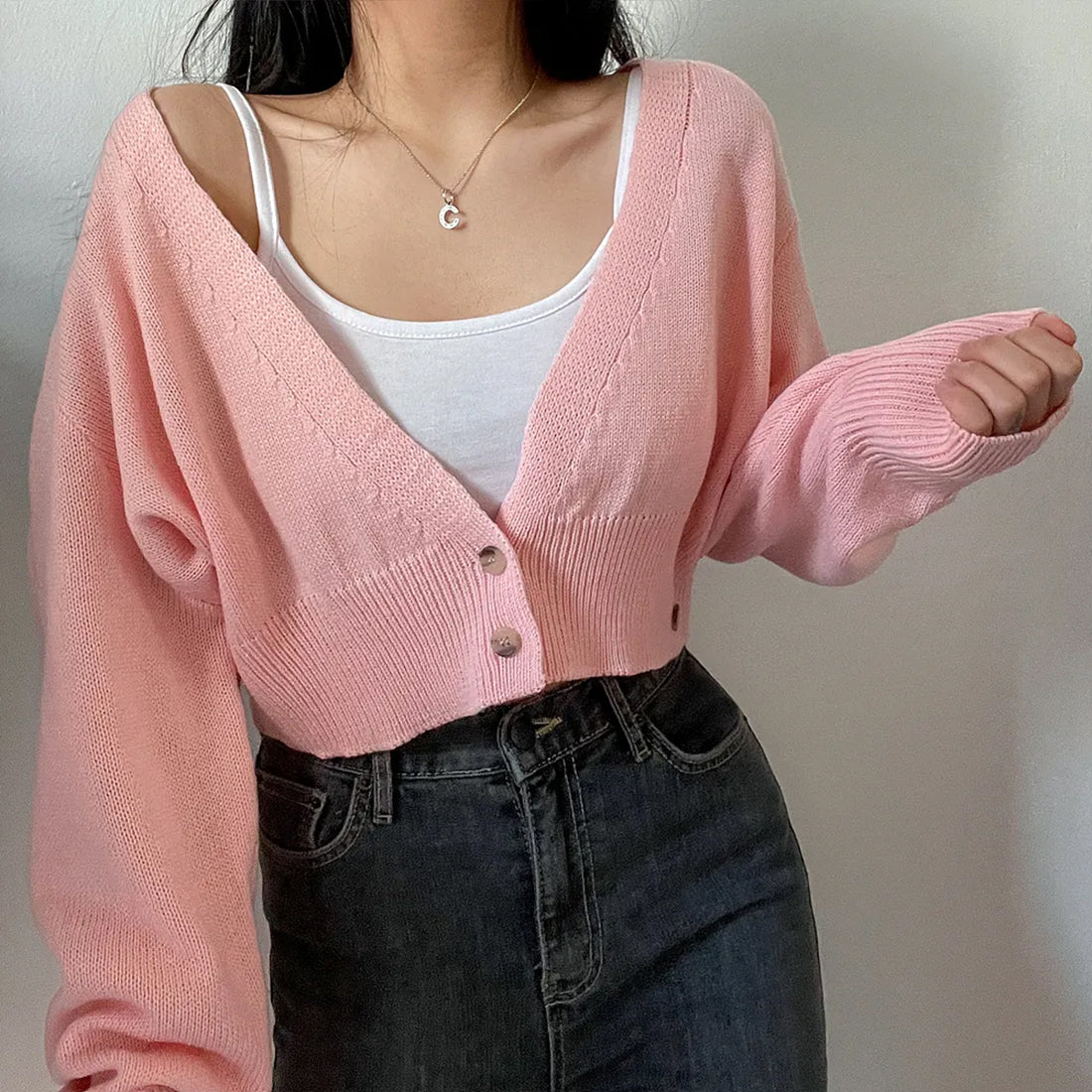 2WAYボタンラップカーディガン