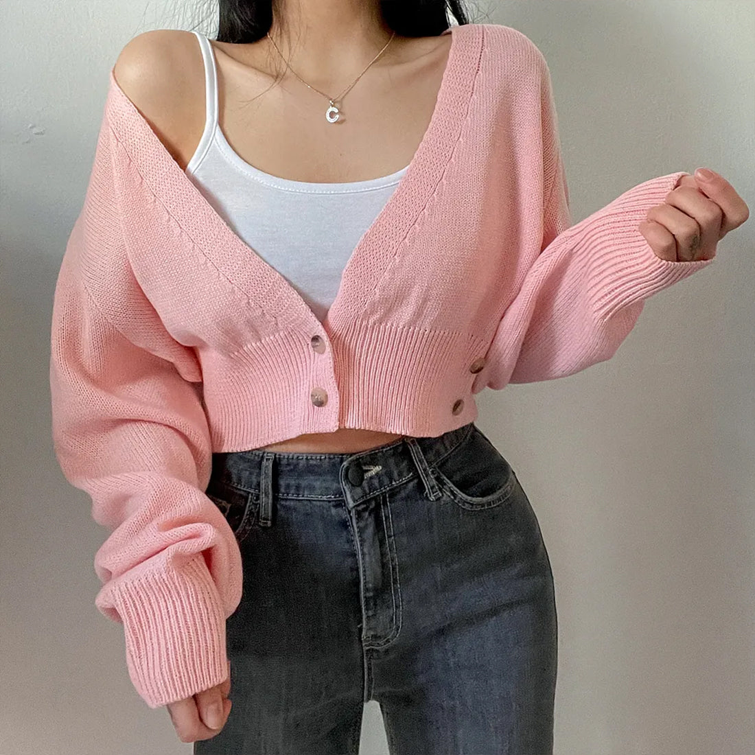 2WAYボタンラップカーディガン