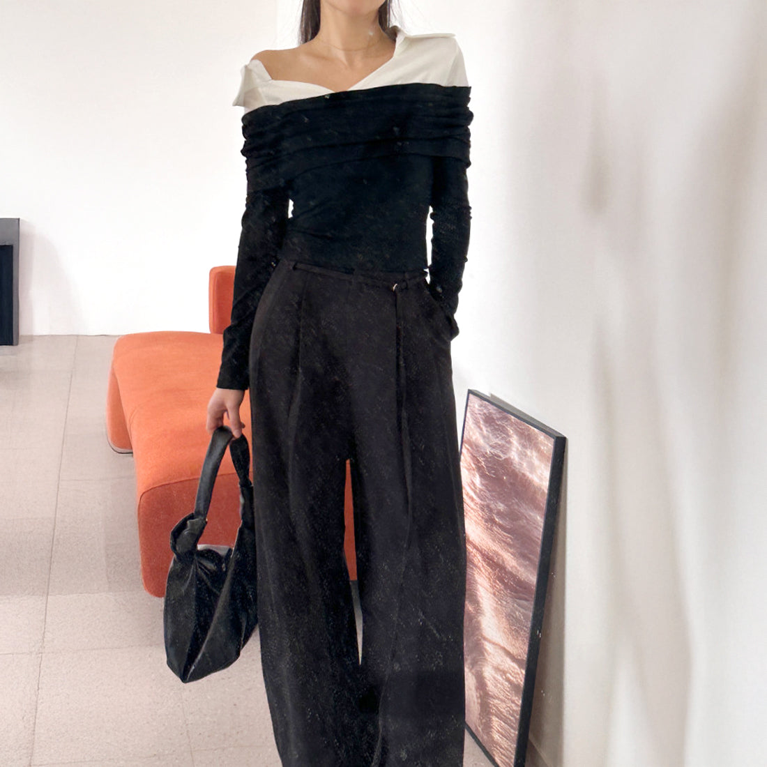 オフショルシャツレイヤードTシャツ