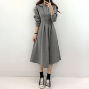 裏起毛ウエストタックパーカーワンピース