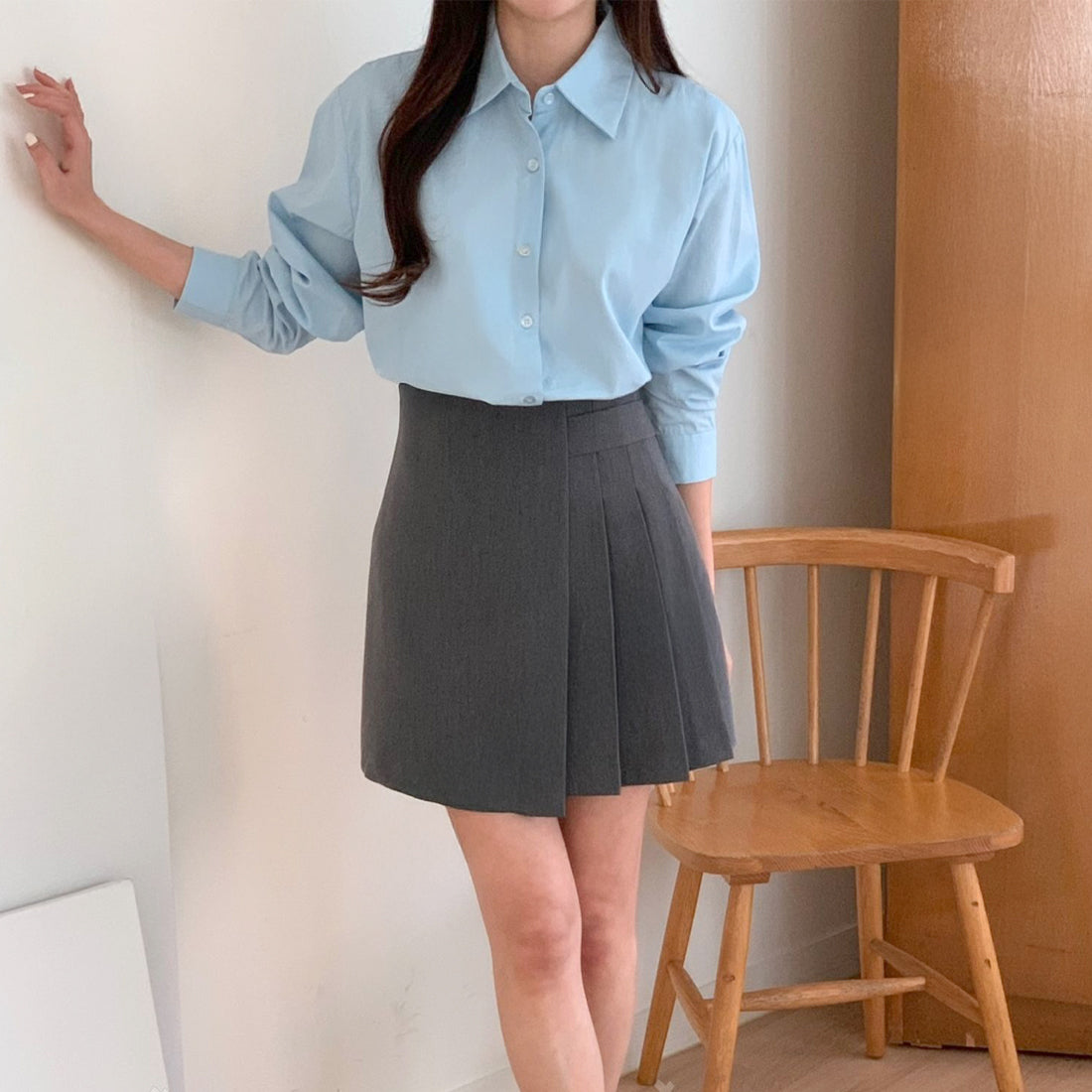 Aラインサイドプリーツスカート