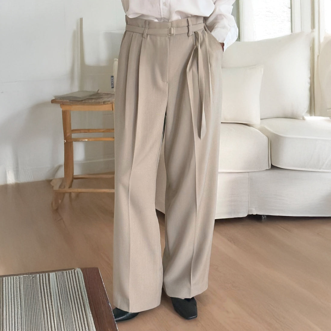 ヘイズ ベルト付きストレートスラックス