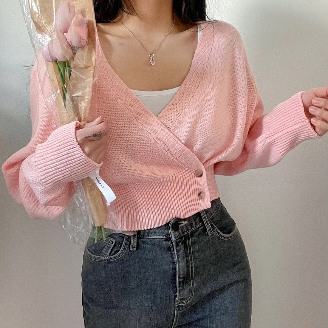 2WAYボタンラップカーディガン