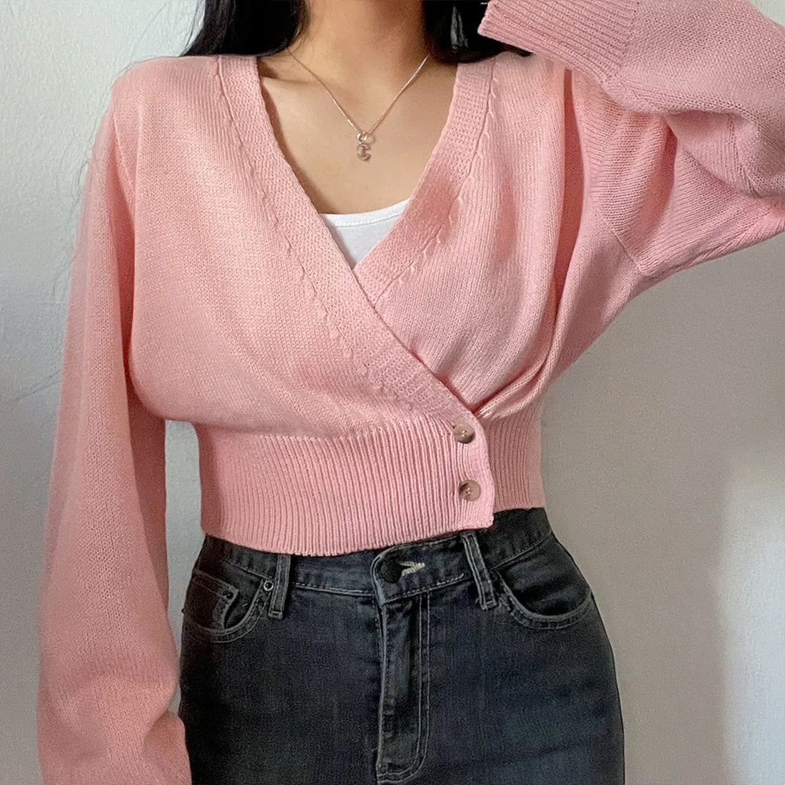 2WAYボタンラップカーディガン