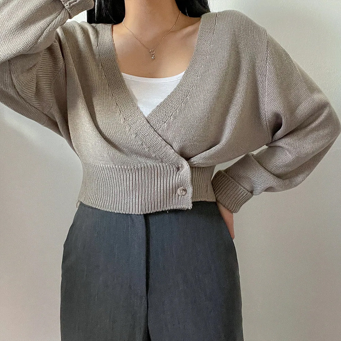 2WAYボタンラップカーディガン