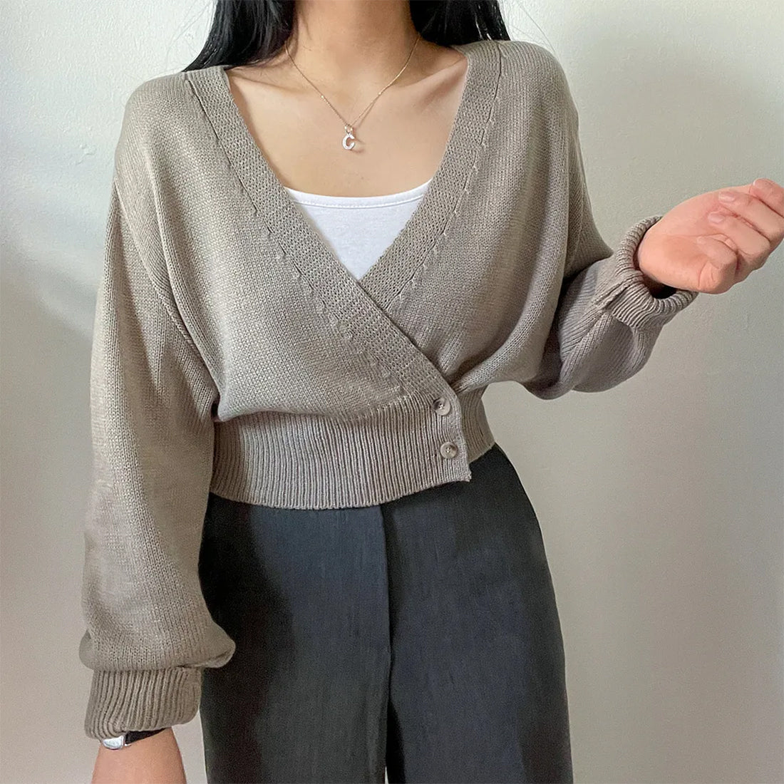 2WAYボタンラップカーディガン