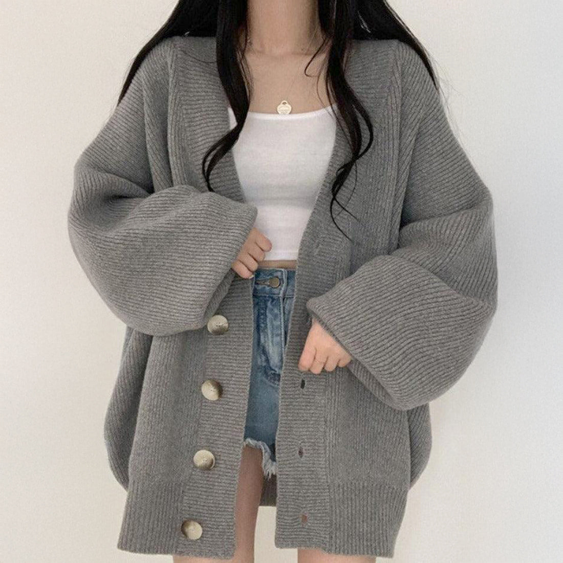 オーバーフィットニットカーディガン