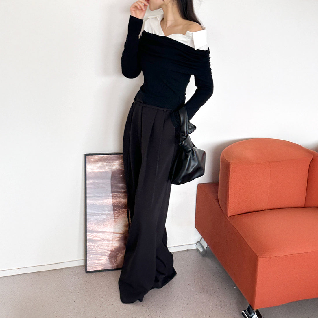 オフショルシャツレイヤードTシャツ