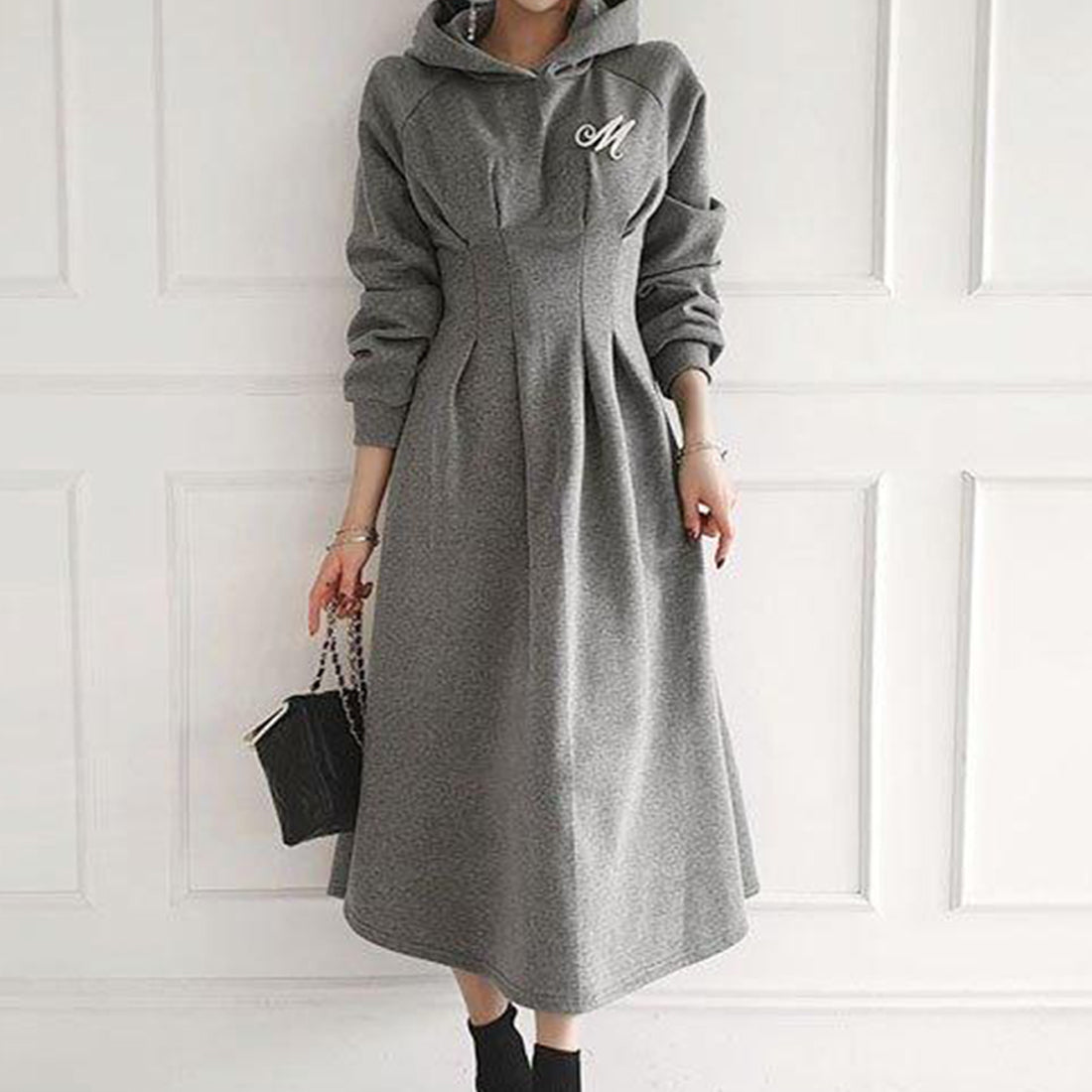 裏起毛ウエストタックパーカーワンピース