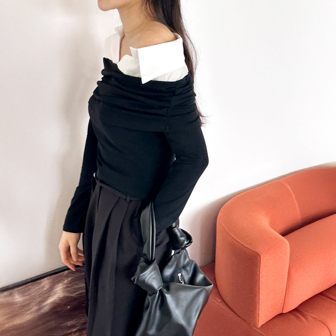 オフショルシャツレイヤードTシャツ