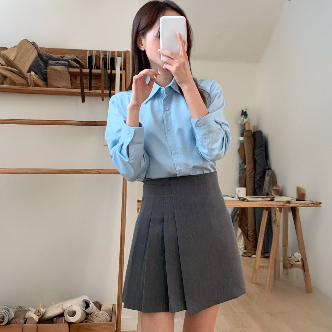 Aラインサイドプリーツスカート