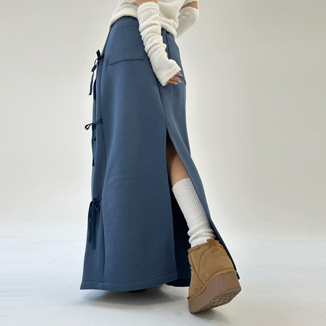 リボン付きロングスカート