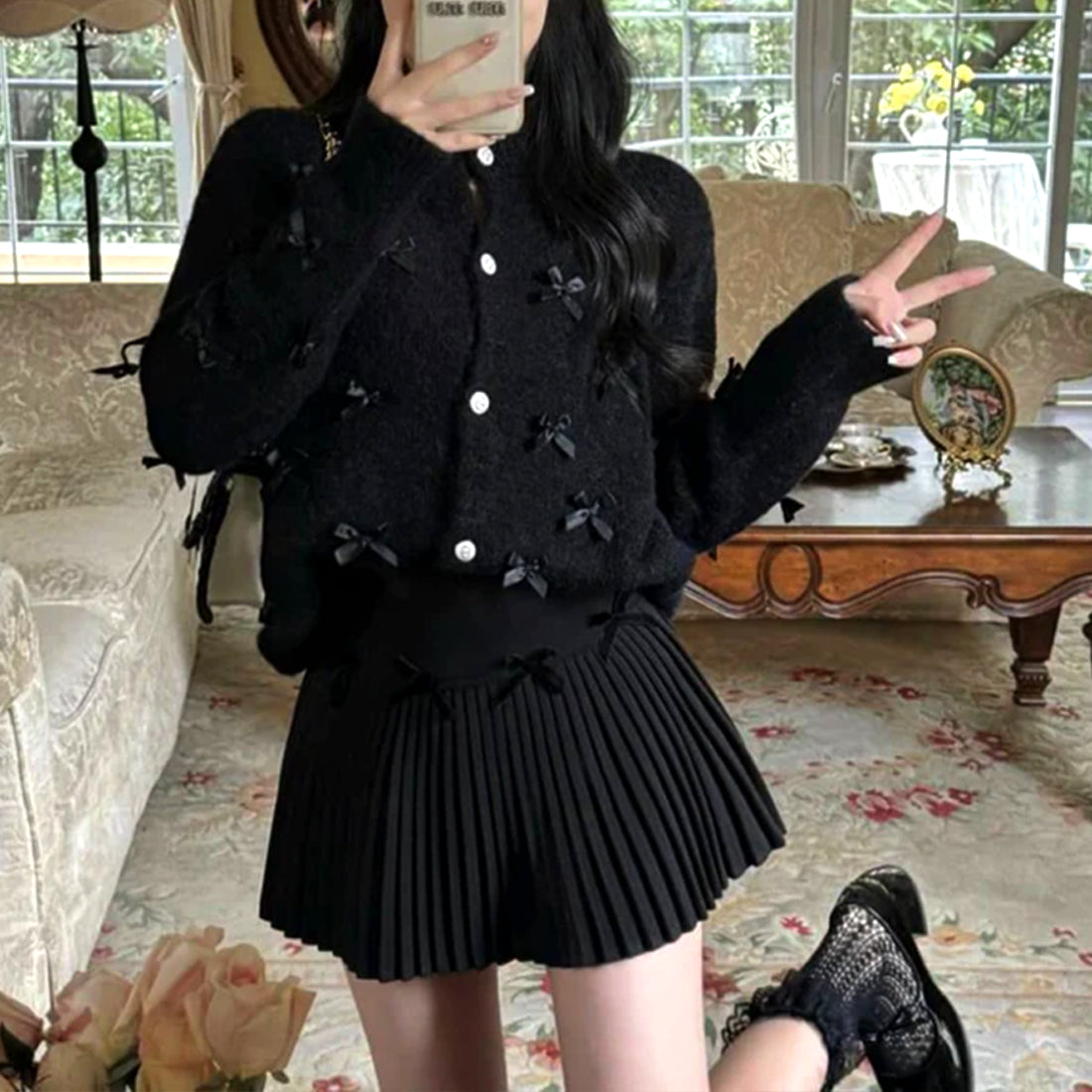 リボンカーディガン