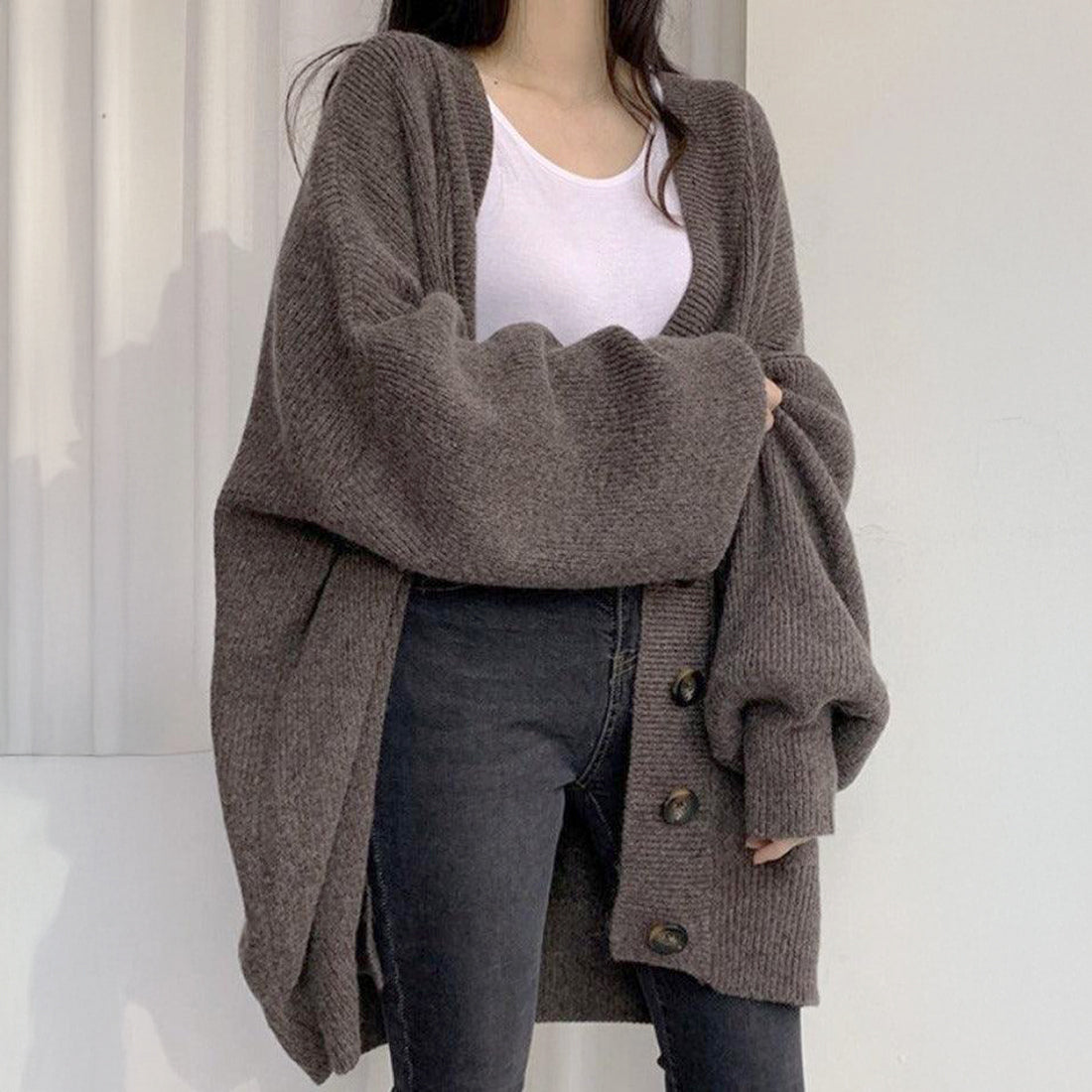 オーバーフィットニットカーディガン