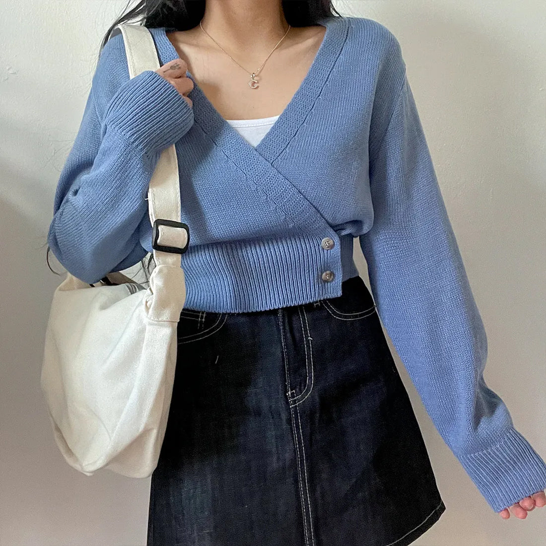 2WAYボタンラップカーディガン