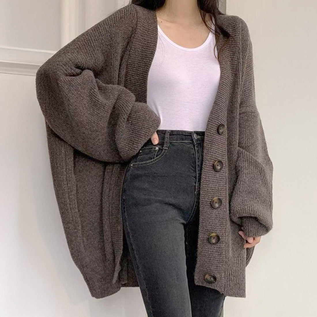 オーバーフィットニットカーディガン