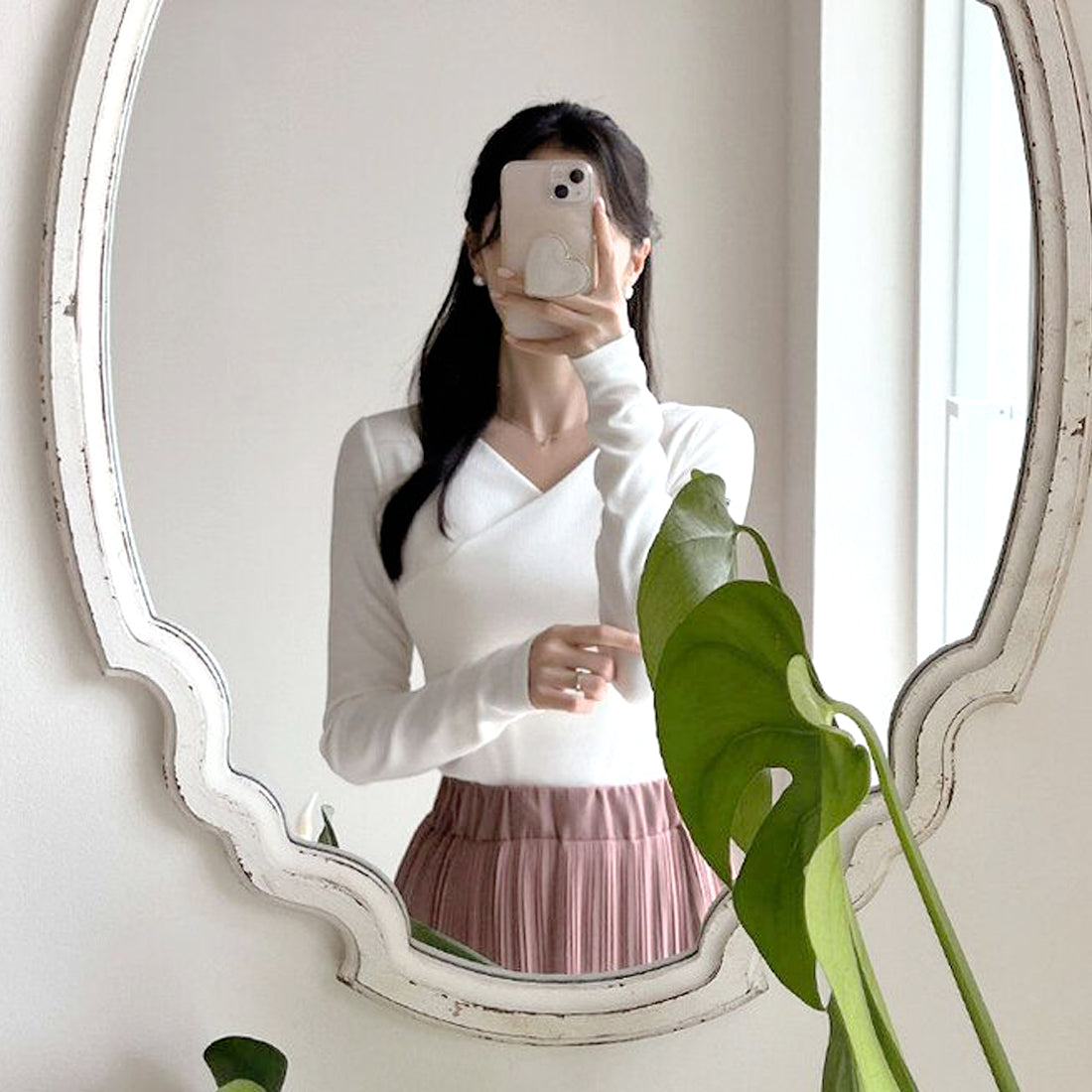 クロスVネック長袖Tシャツ