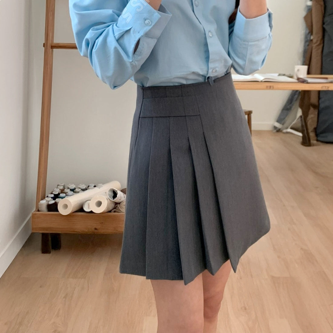 Aラインサイドプリーツスカート