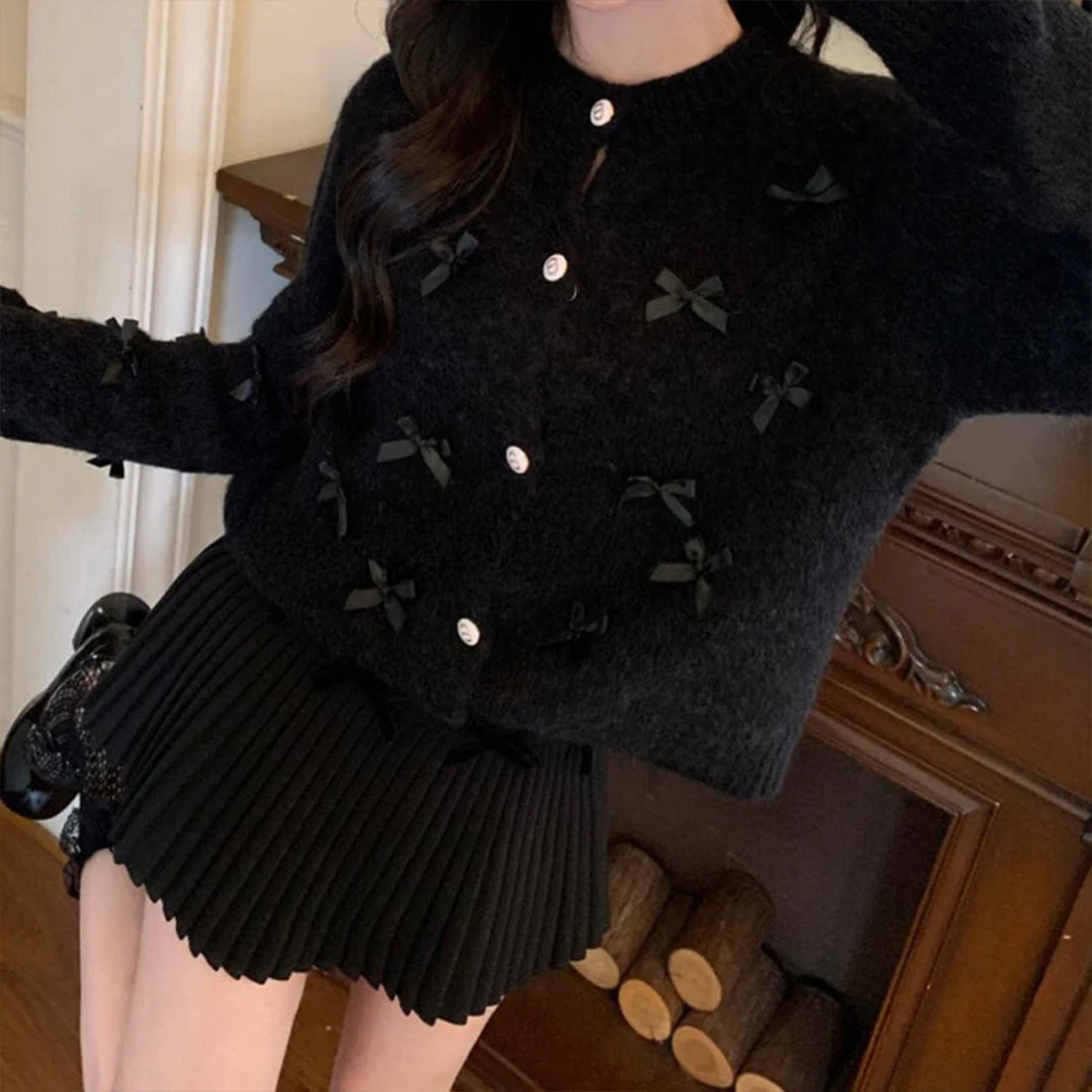 リボンカーディガン