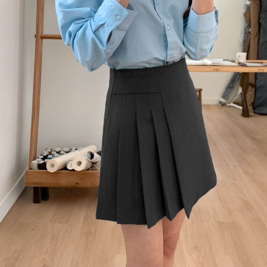 Aラインサイドプリーツスカート