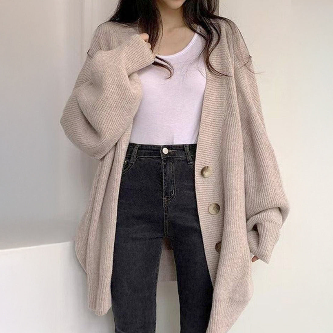 オーバーフィットニットカーディガン