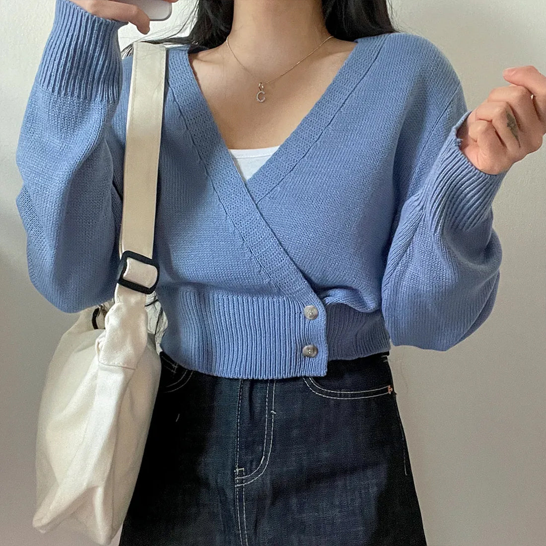 2WAYボタンラップカーディガン