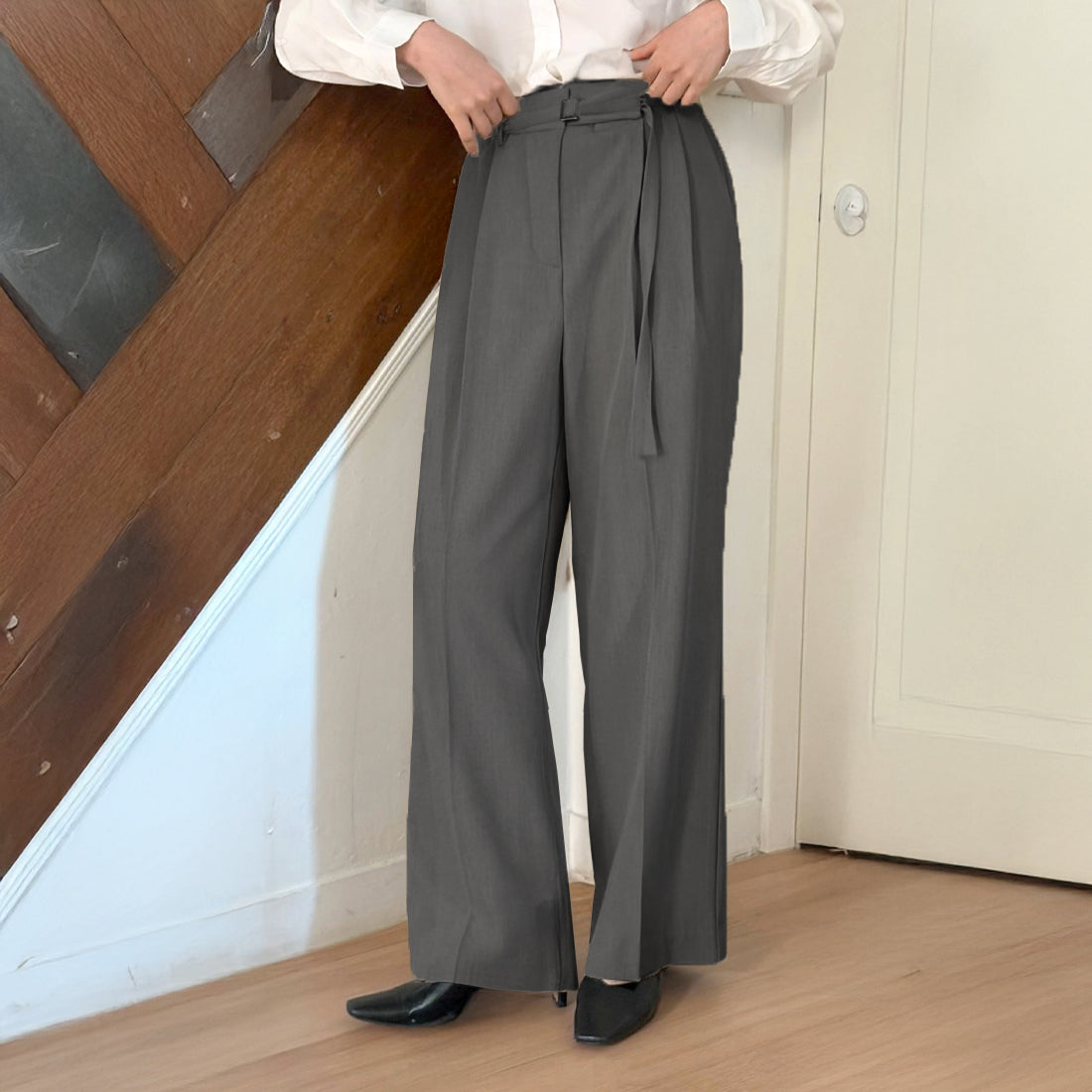 ヘイズ ベルト付きストレートスラックス