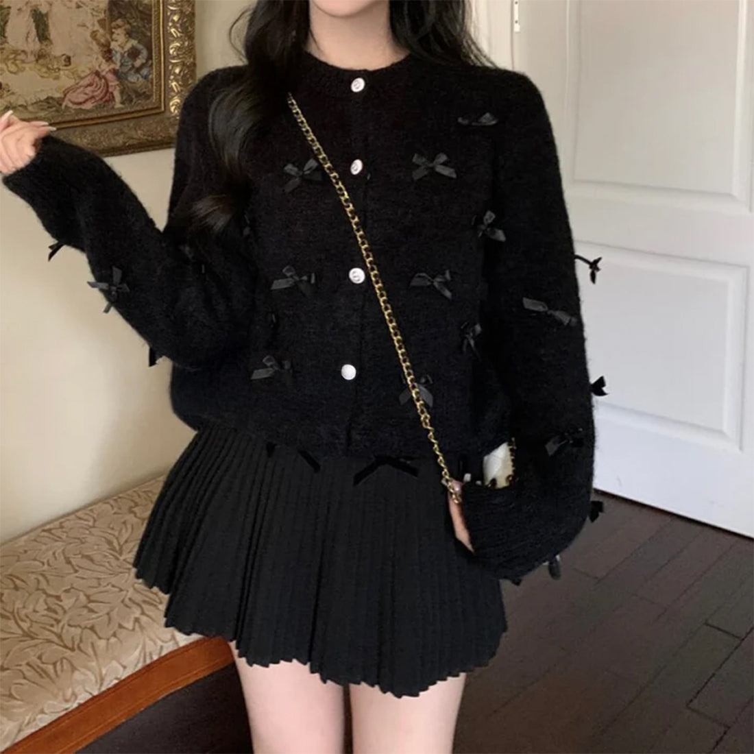 リボンカーディガン