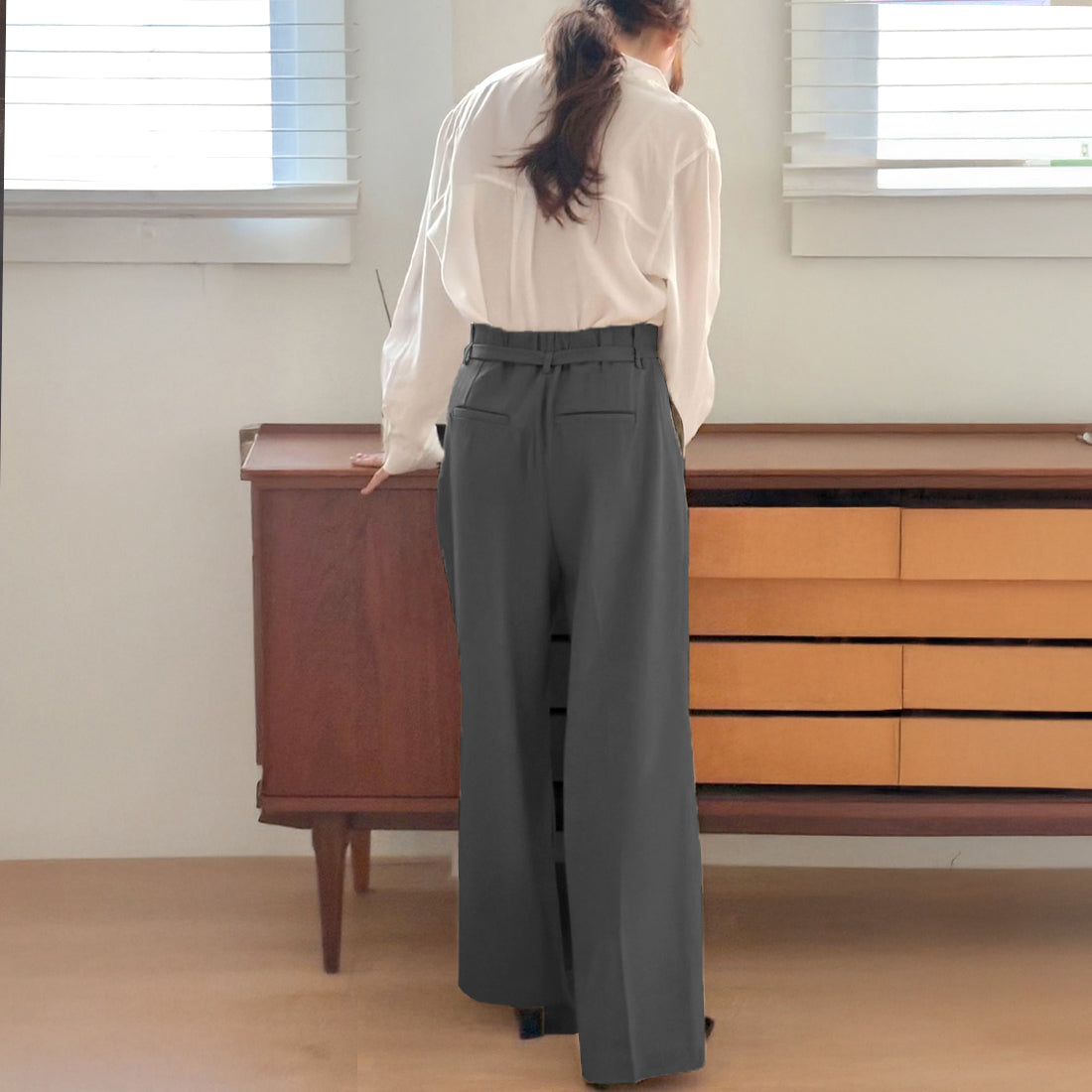 ヘイズ ベルト付きストレートスラックス