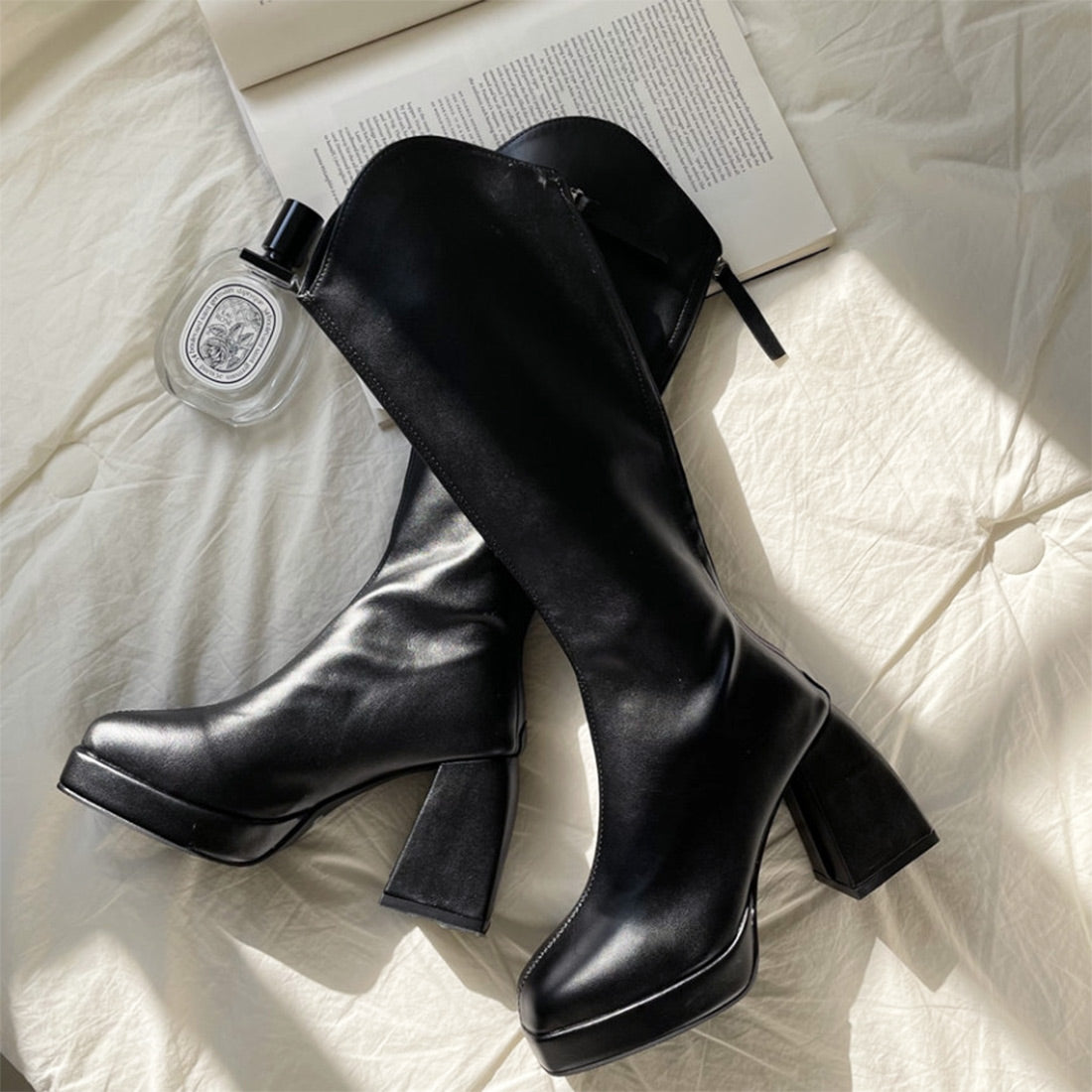 9cm UP! フェイクレザーロングブーツ