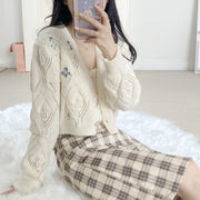 フラワーニットカーデキャミセット