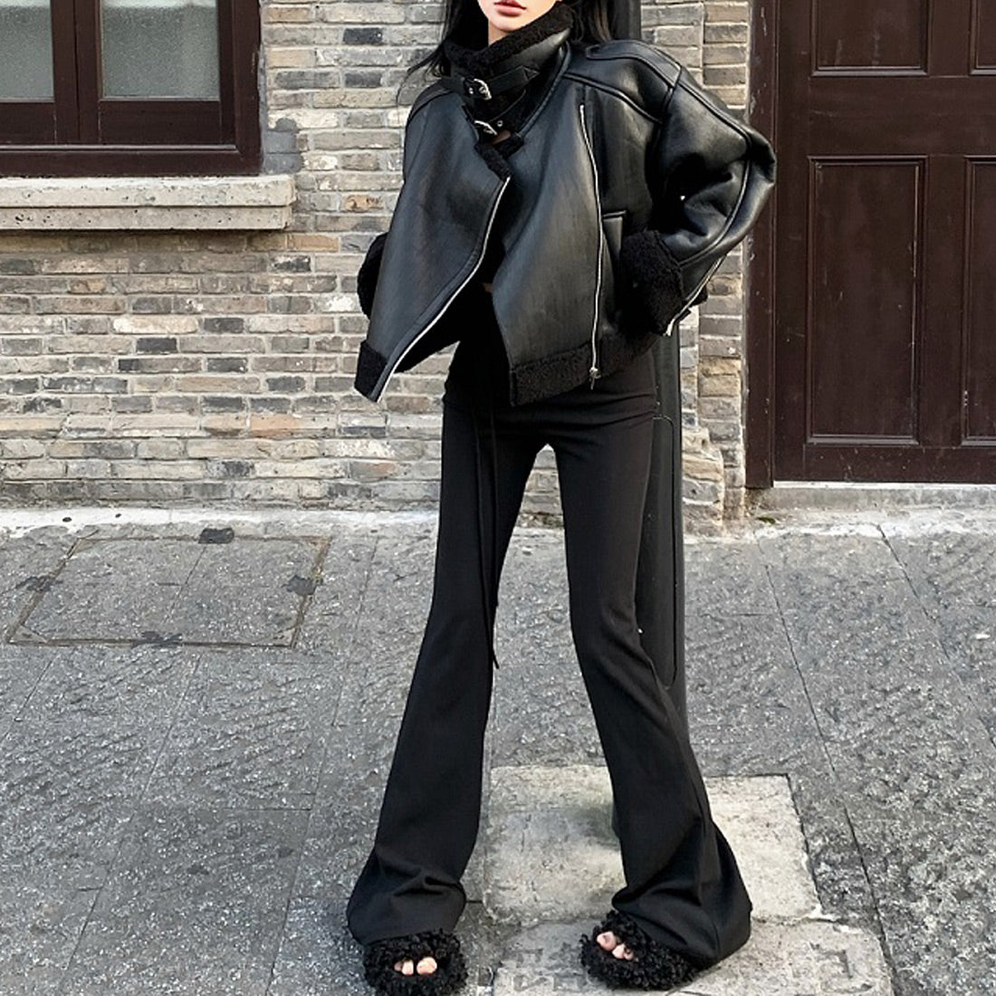 2バックルムートンジャケット