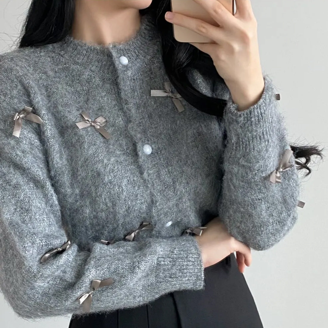 LA8217 cygne シーニュ リボンカーディガン 黒 ウール100％ F 2025年最新】シーニュ cygne カーディガンの人気アイテム - メルカリ